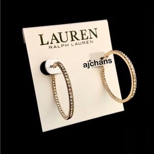 Lauren Ralph Lauren Gold Tone Pavé In & Out Hoop Earrings